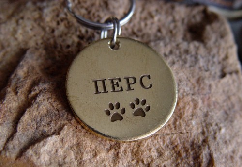 Медальон собаки с глубокой гравировкой